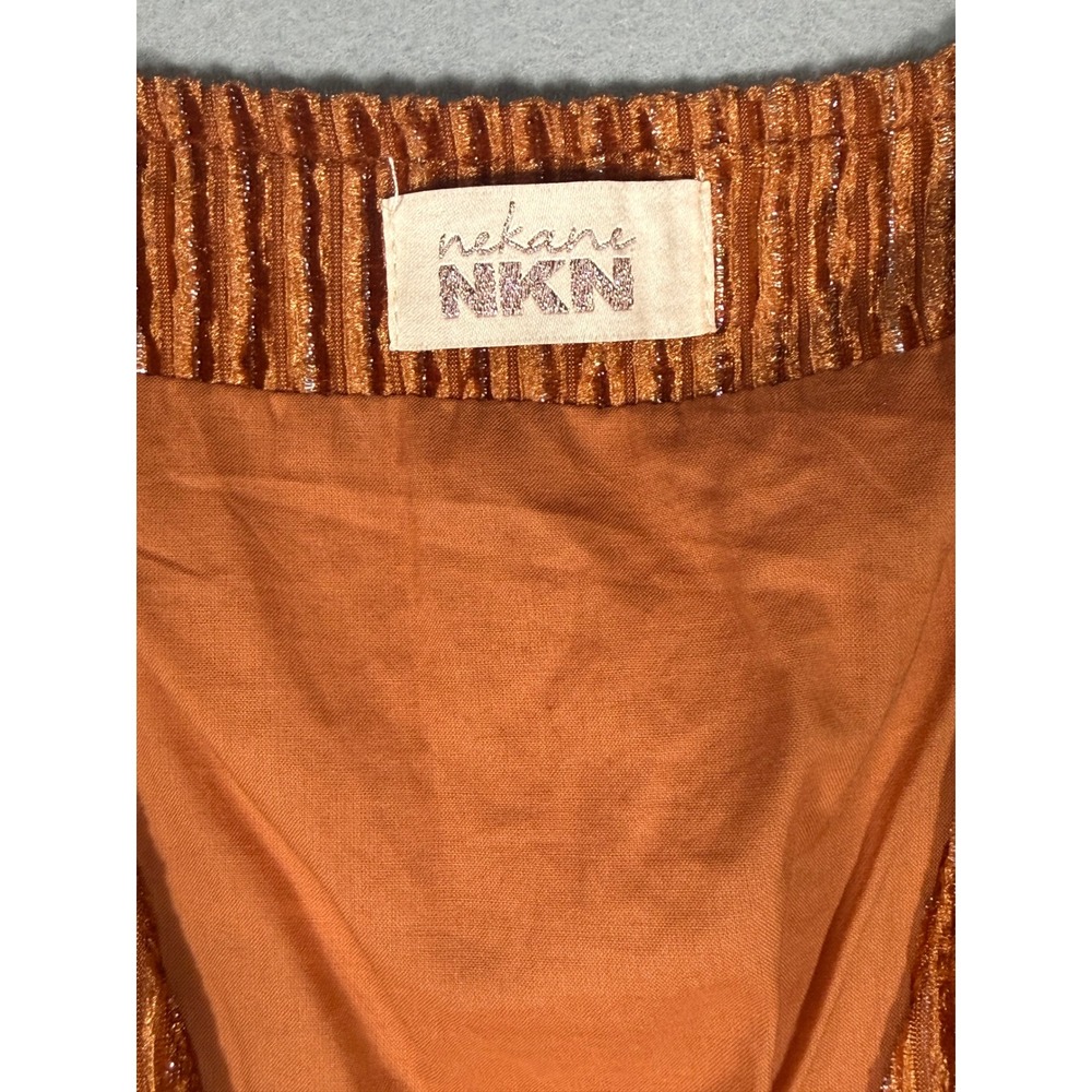 Fall Shimmer Indie Nekane NKN Copper Orange Metallic Button Front Vest Size L - Picture 3 of 8